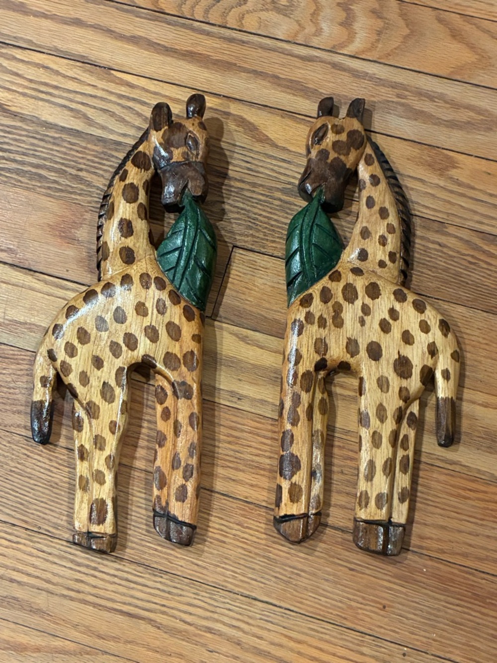 Hand Carved Wooden Giraffe Wall Decor – African Safari Art